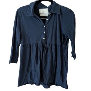 Vintage Y2K Abercrombie & Fitch Navy Babydoll Long Sleeve Polo Size Large